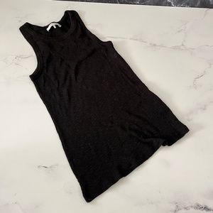 Frame Rib Knit Racerback Black Tank